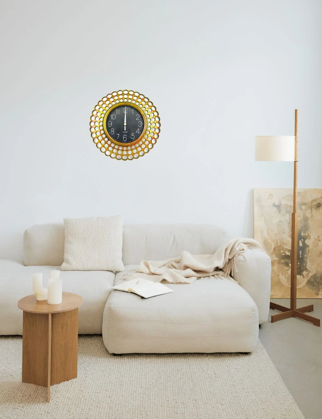 Large Vintage Copper & Gold Round Wall Clock – Silent Quartz 40cm