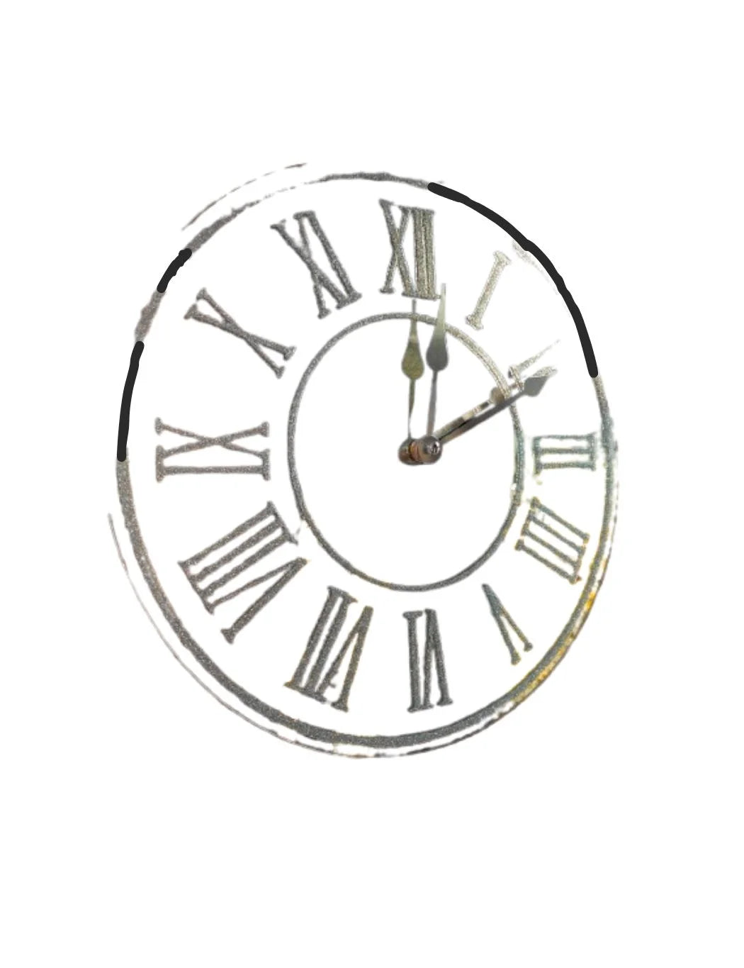 Round Silver Glitter Mirror Wall Clock – Roman Numerals – Sparkle Decors