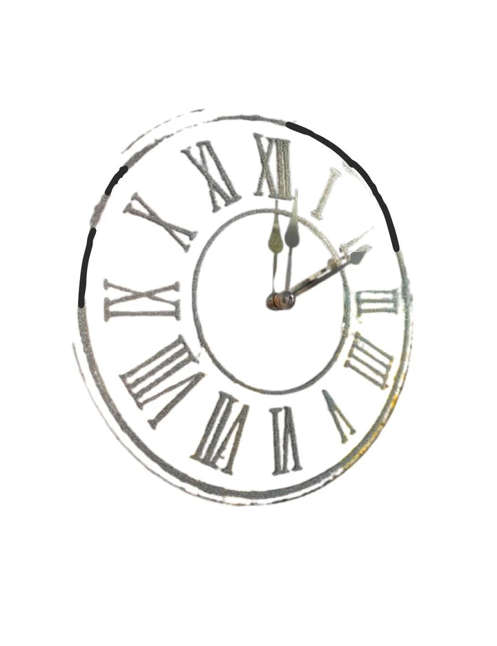 Round Silver Glitter Mirror Wall Clock – Roman Numerals – Sparkle Decors