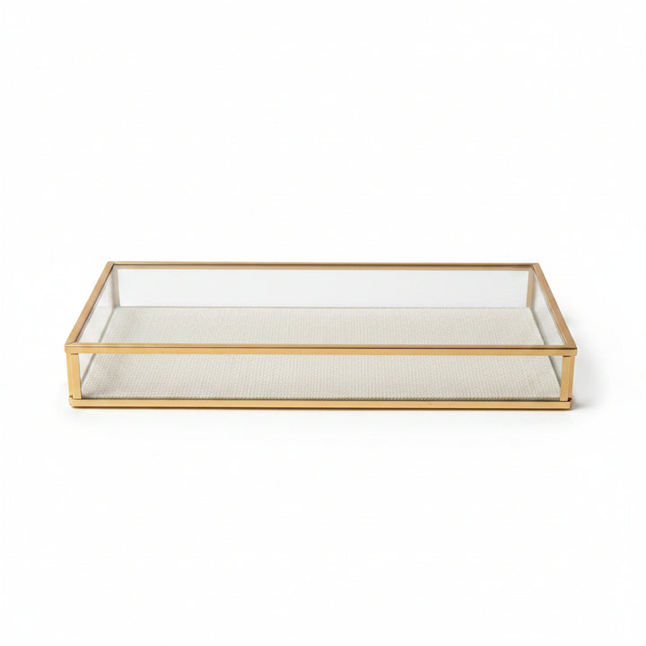 Set of 2 gold metal decorative trays