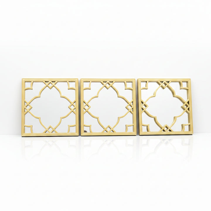 Silver Moroccan tile mirrors gold frame set of 3