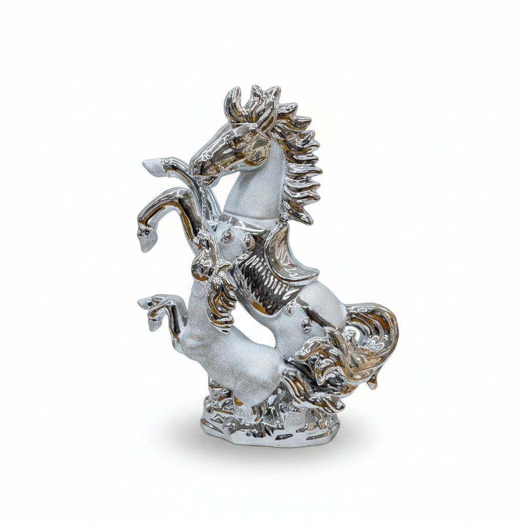 Silver chrome horse crystal ornament