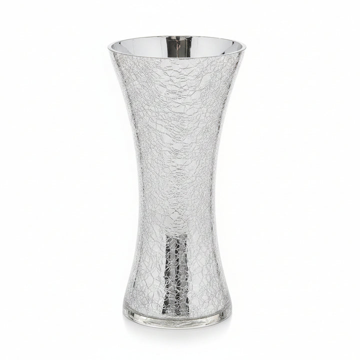 Silver crackle mercury glass vase 30cm
