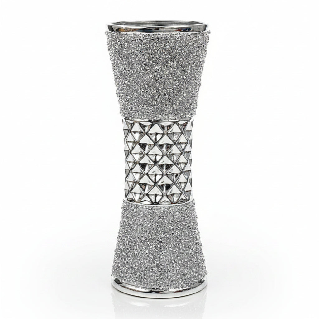 Silver diamante ceramic flower vase home decor