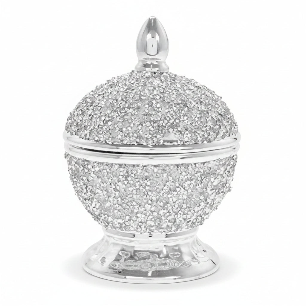 Silver diamante ceramic trinket jar