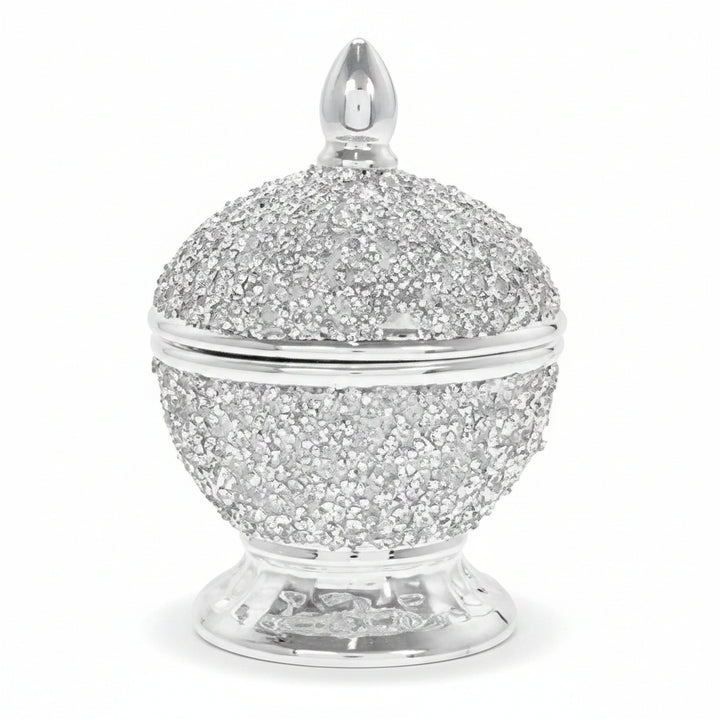 Silver diamante ceramic trinket jar