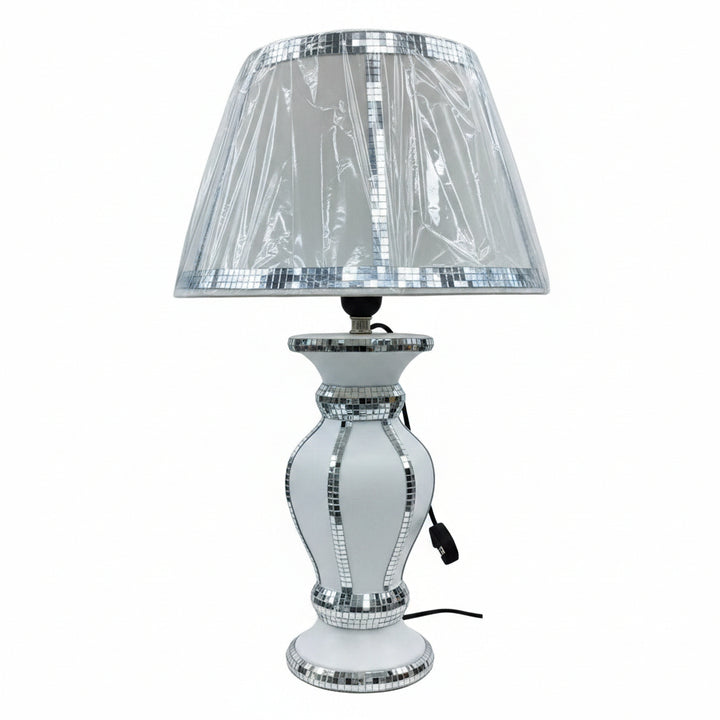 Silver glitter crushed diamond table lamp with shade