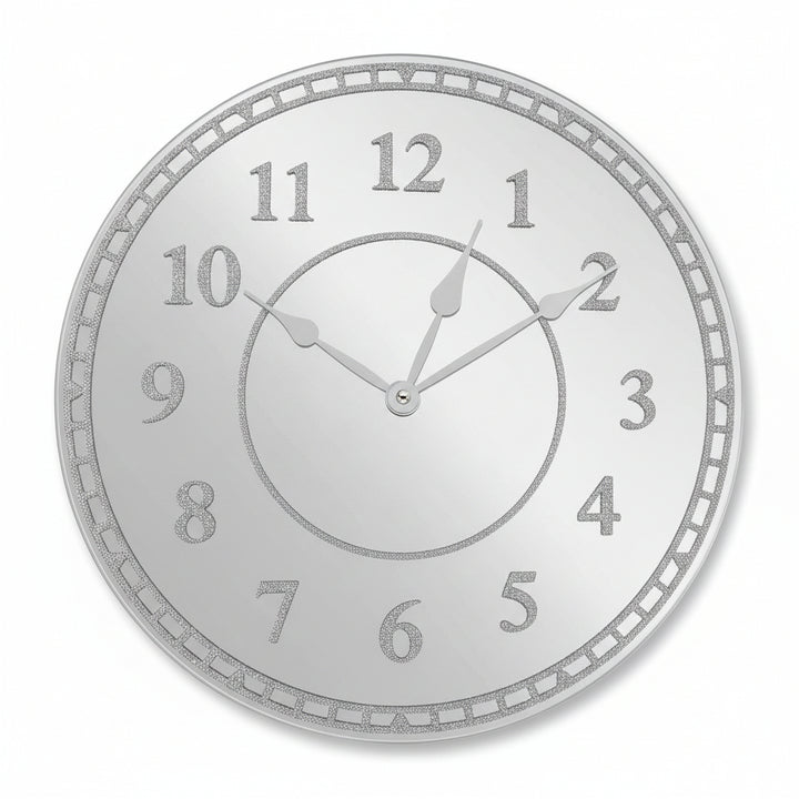 Silver glitter mirrored wall clock