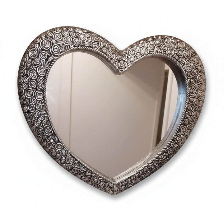 Silver ornate heart wall mirror antique style decorative wall décor