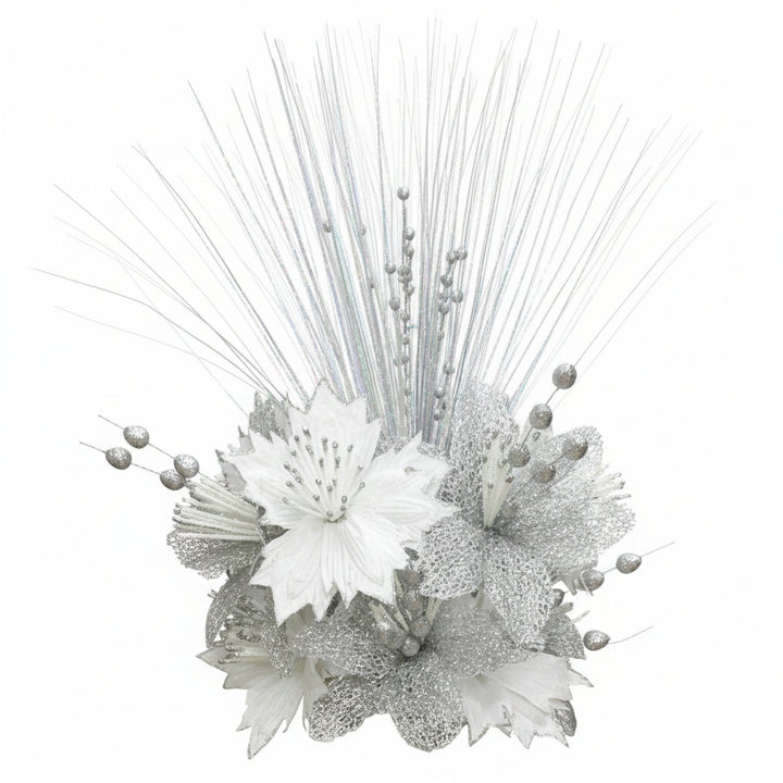 Silver white artificial flower bouquet