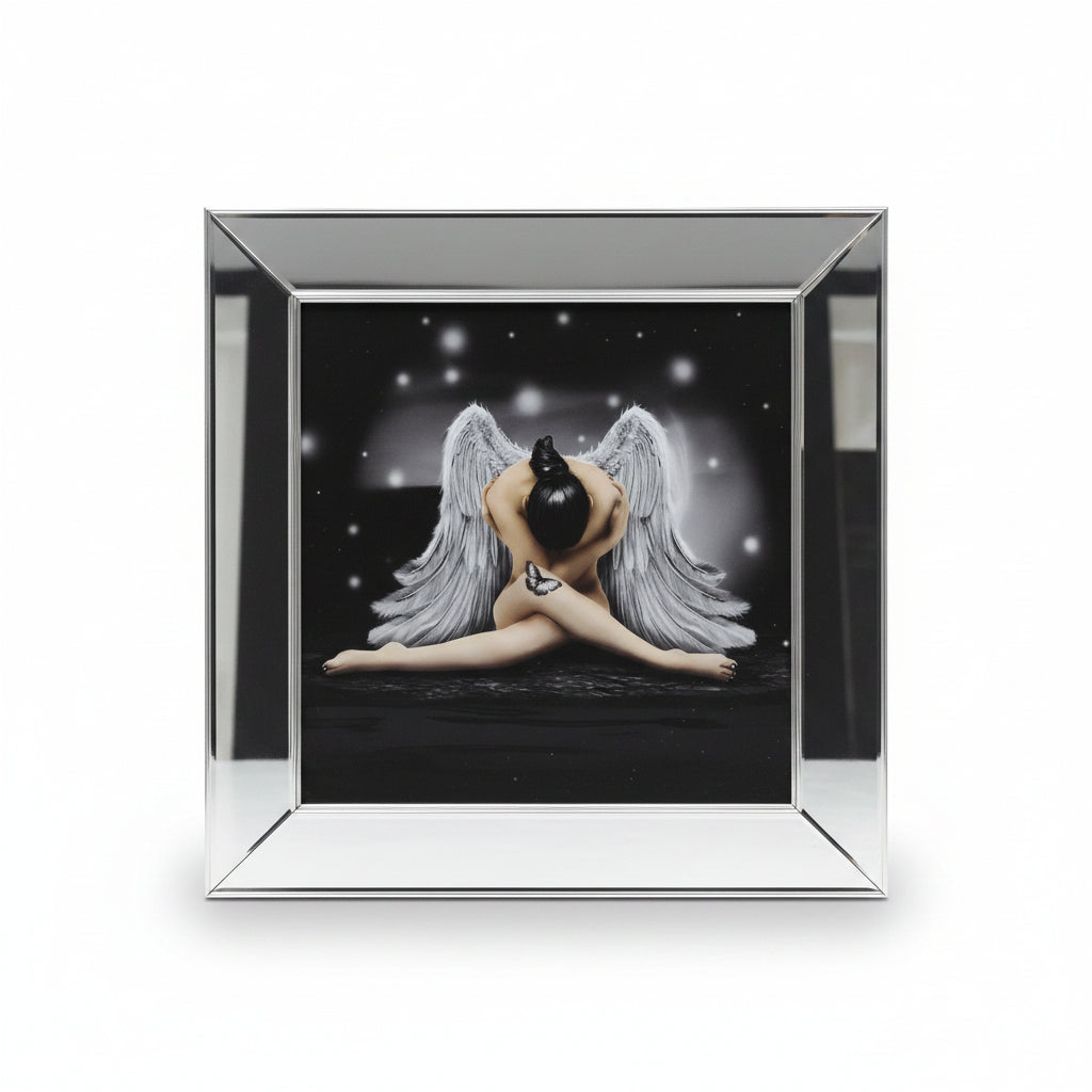Sitting angel 3D glitter wall art 55x55cm