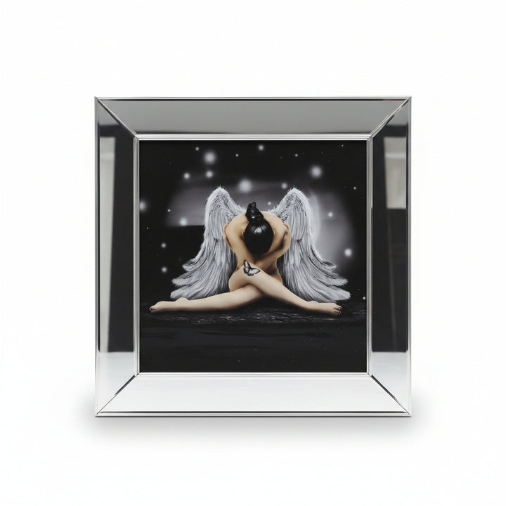 Sitting angel 3D glitter wall art 55x55cm