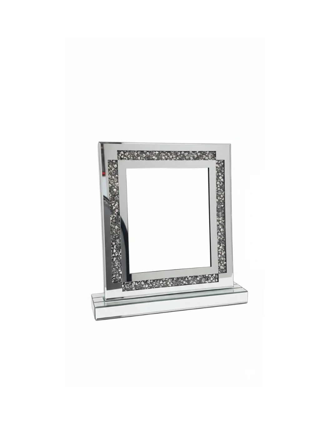 Crushed Jewel Diamond Mirror Photo Frame Silver | Sparkle Decor