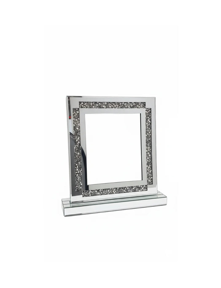 Crushed Jewel Diamond Mirror Photo Frame Silver | Sparkle Decor