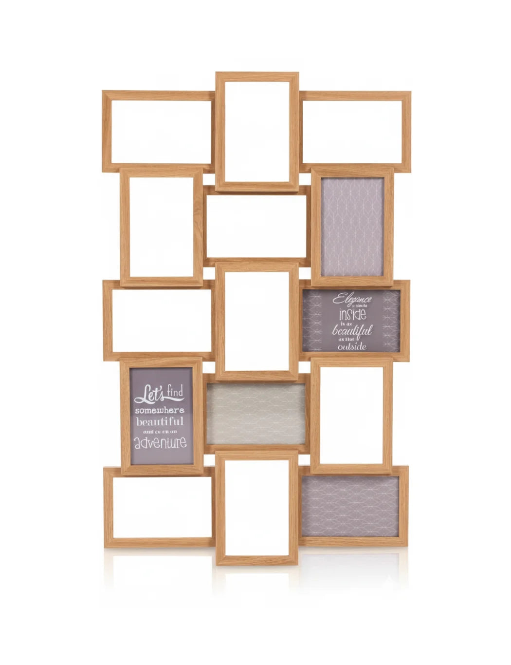 15 Multi-Aperture Oak Collage Photo Wall Frame | Sparkle Decor
