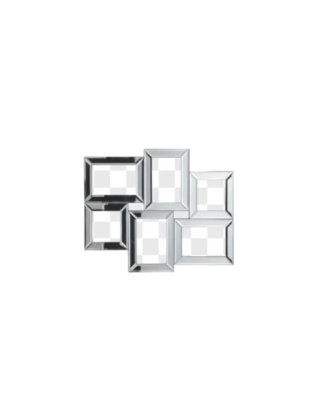 Silver Mirrored Multi-Aperture 6-Photo Frame Wall Art | Sparkle Decors