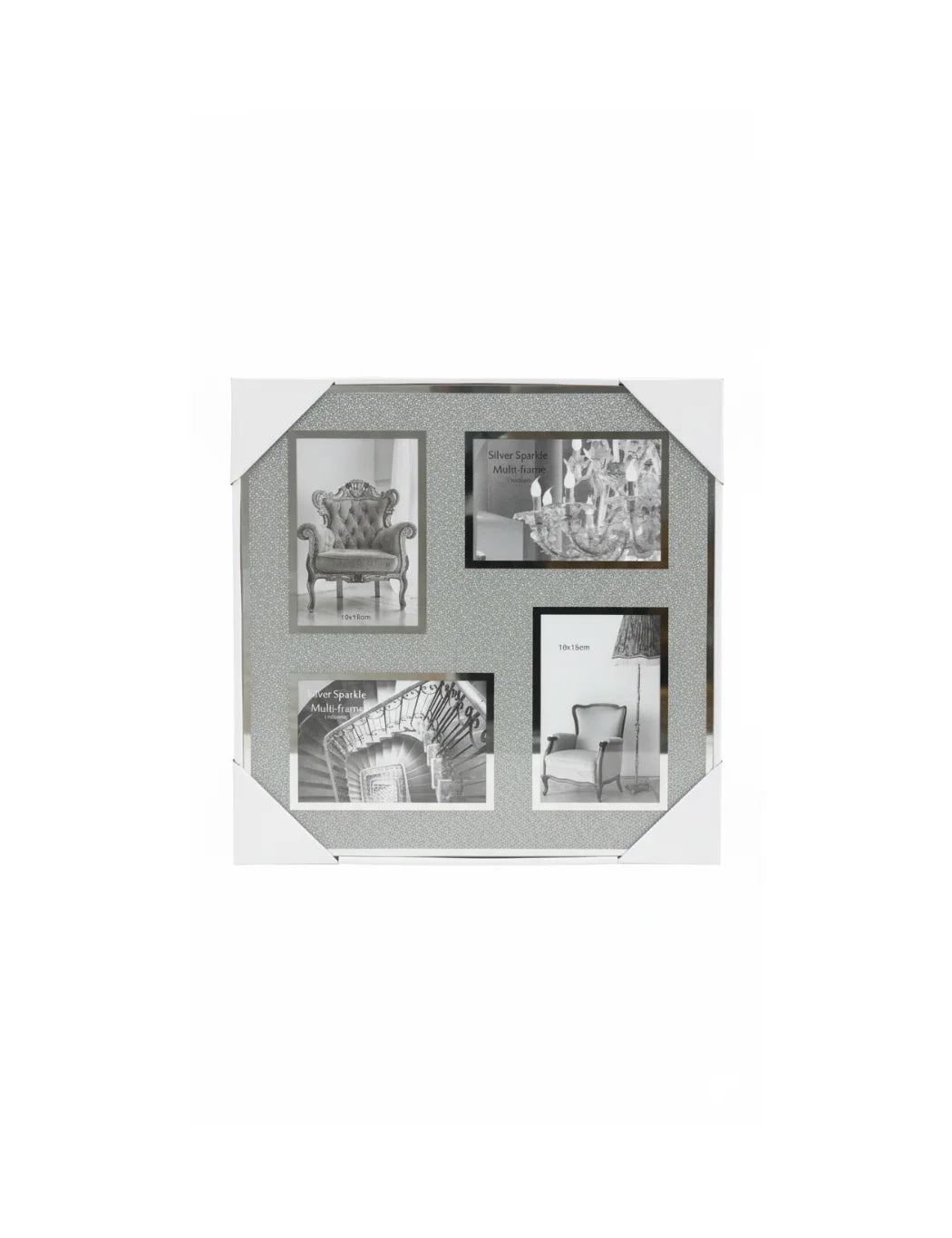 Silver Sparkle 4-Photo Multi Frame Wall Display | Sparkle Decors