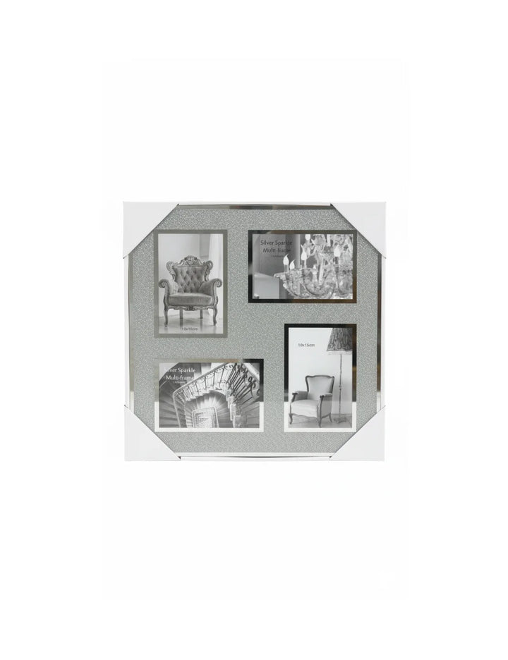 Silver Sparkle 4-Photo Multi Frame Wall Display | Sparkle Decors