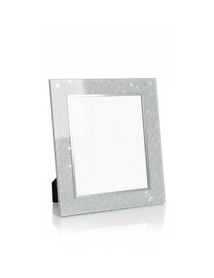 Glittery Silver Glass Photo Frame | Sparkle Decors