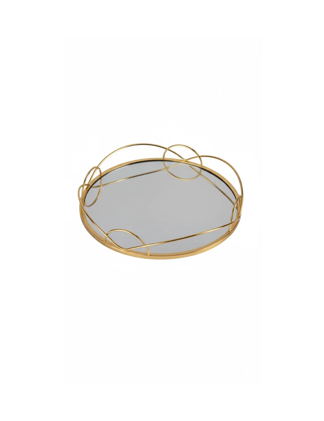 Elegant Gold Mirrored Round Display Tray | Sparkle Decors