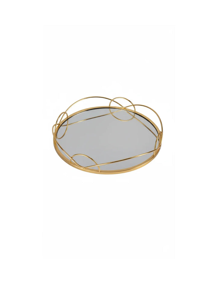Elegant Gold Mirrored Round Display Tray | Sparkle Decors