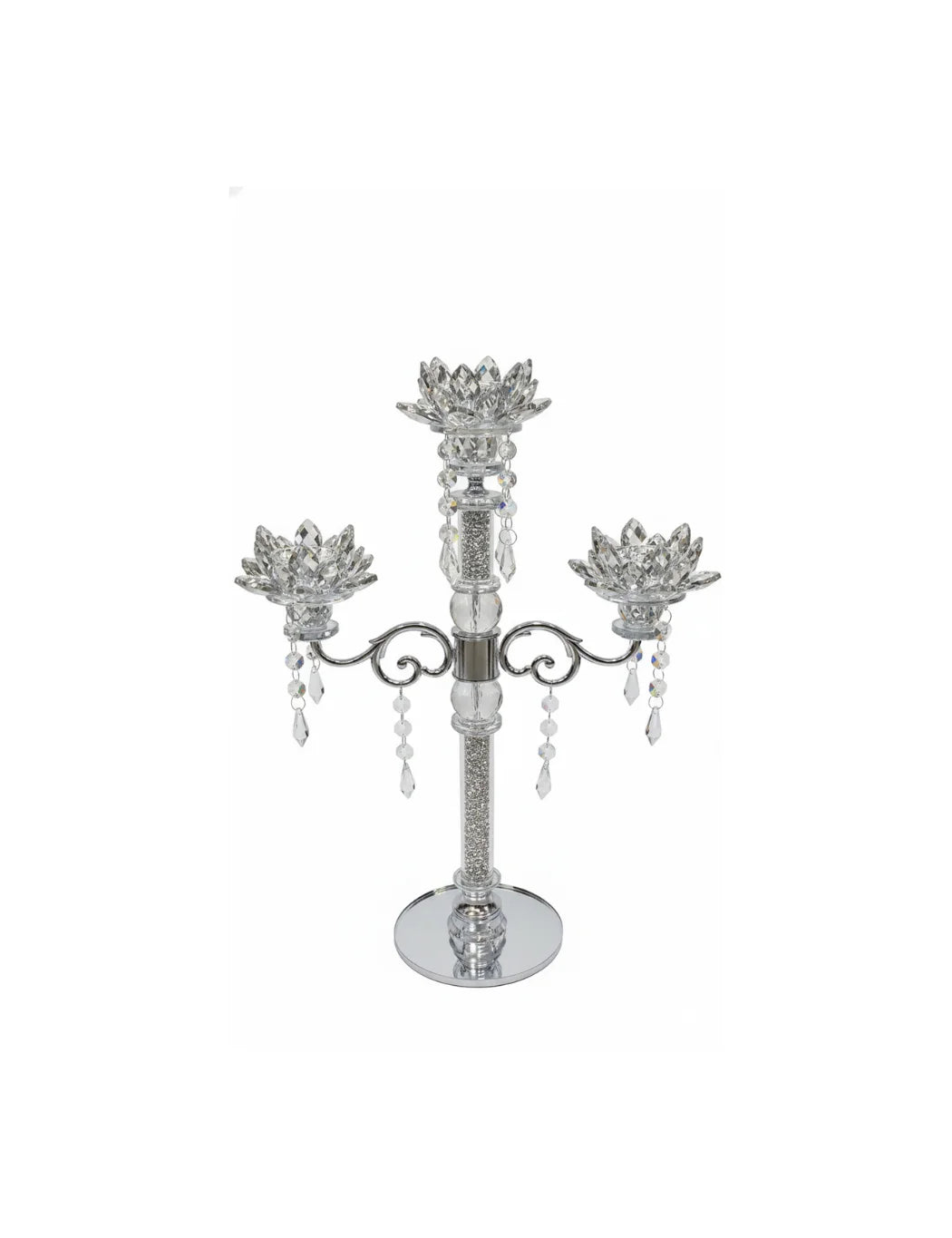 Crushed Diamond Lotus Candle Holder 3-Tier Sparkle | Sparkle Decor