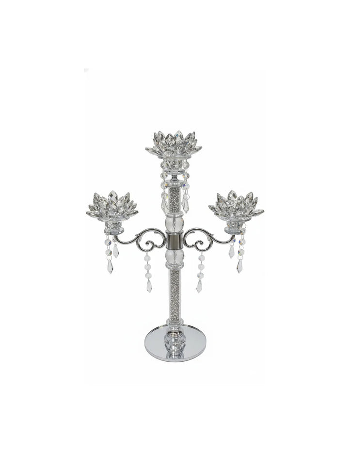 Crushed Diamond Lotus Candle Holder 3-Tier Sparkle | Sparkle Decor