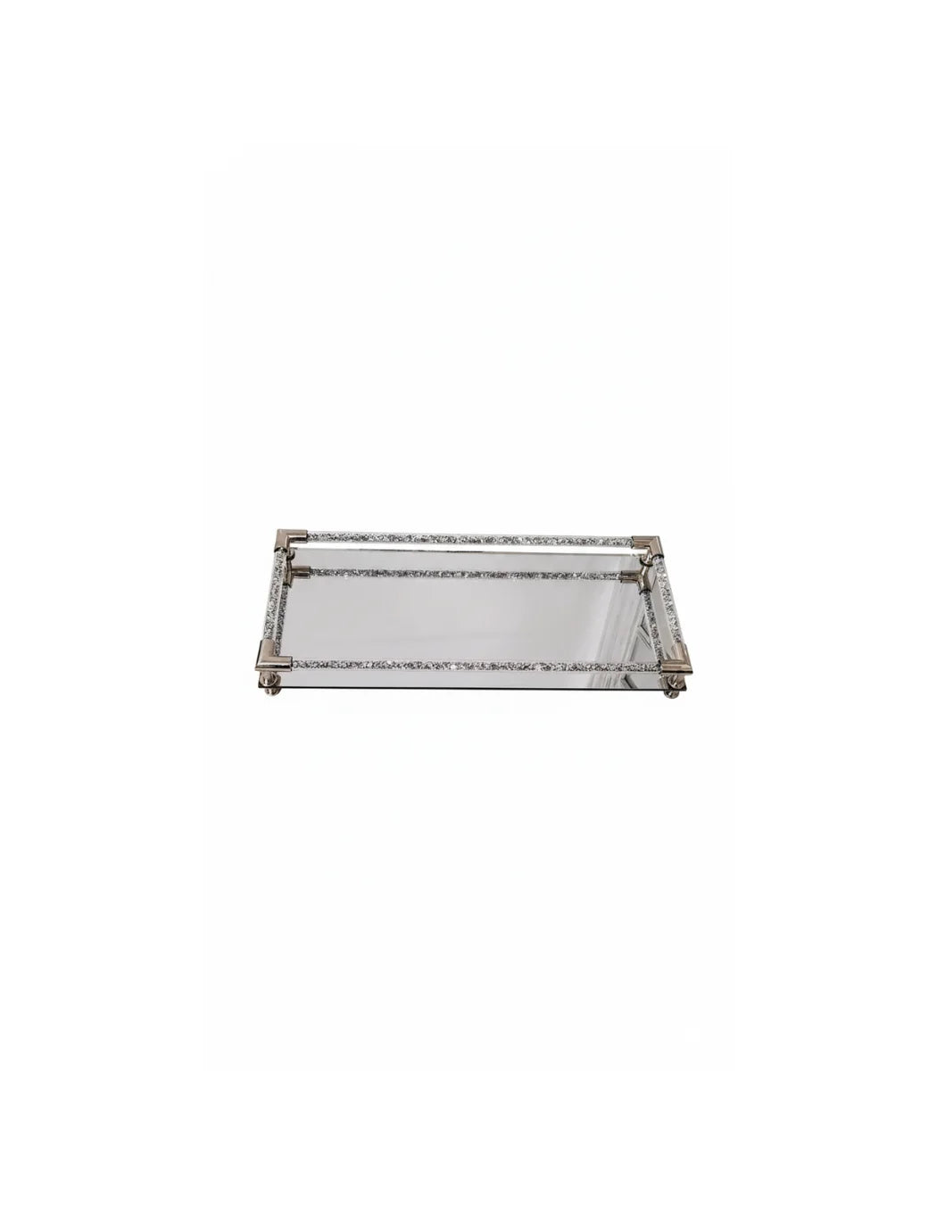 Diamond Crushed Rod Mirrored Candle Tray | Sparkle Decors