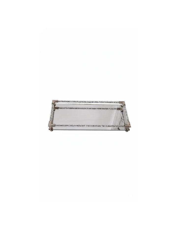 Diamond Crushed Rod Mirrored Candle Tray | Sparkle Decors