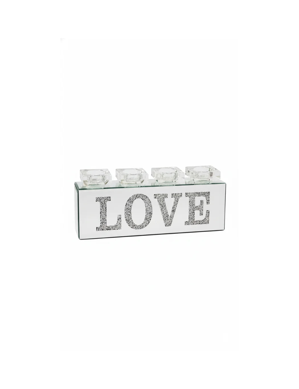 Crushed Diamond LOVE Mirror Tealight Holder Decor | Sparkle Decor