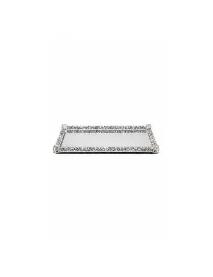 Mirrored Crystal Diamante Candle Plate Tray Decor | Sparkle Decor