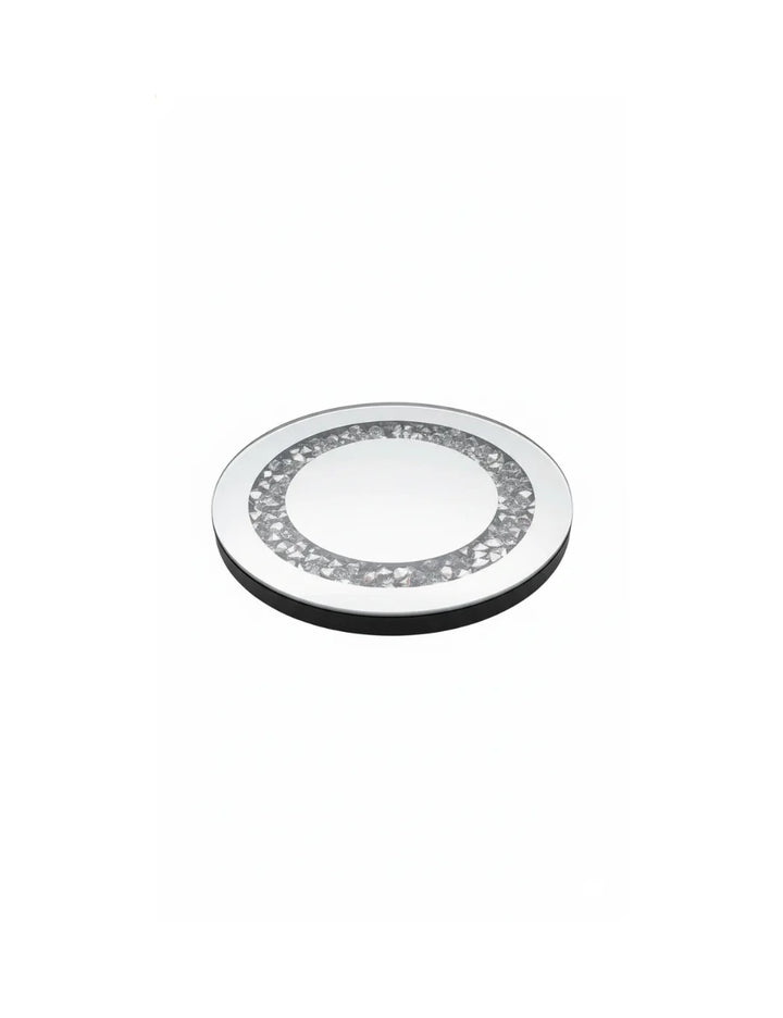 Round diamante mirrored crystal candle plate | Sparkle Decors