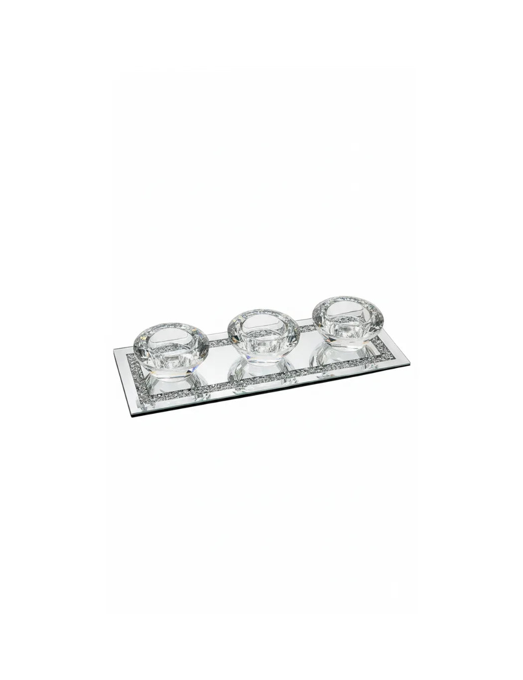 3 tealight crystal mirrored triple candle holder | Sparkle Decors