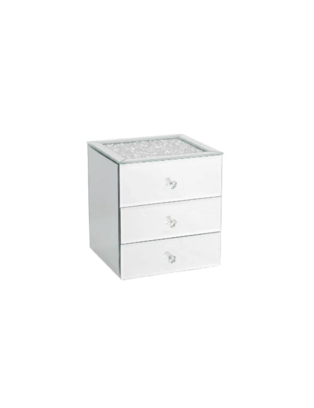Silver Mirrored Crystal Jewellery Box with 3 Drawers | Sparkle Decors