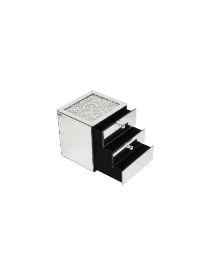 Three-Drawer Silver Mirrored Jewellery Box | Sparkle Decors