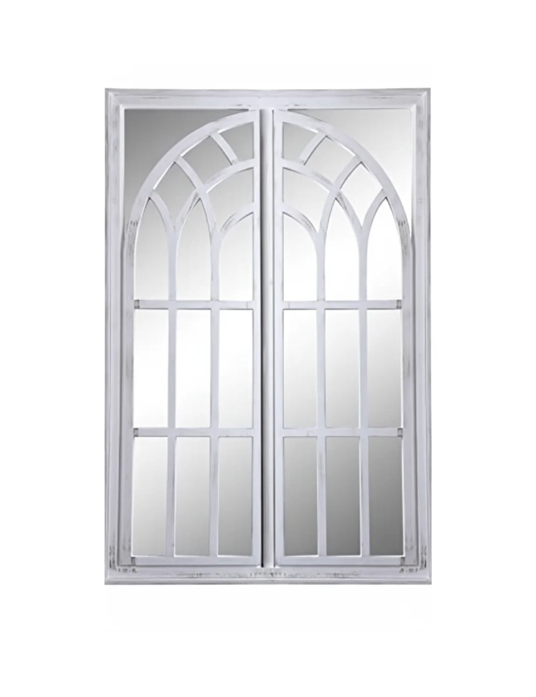 Rustic White Extra Large Arch Window Wall Mirror – Sparkle Decors