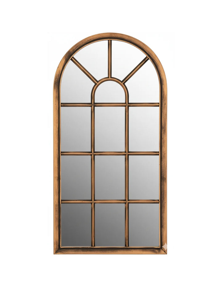 Brushed Copper Arch Window Wall Mirror – Sparkle Decors