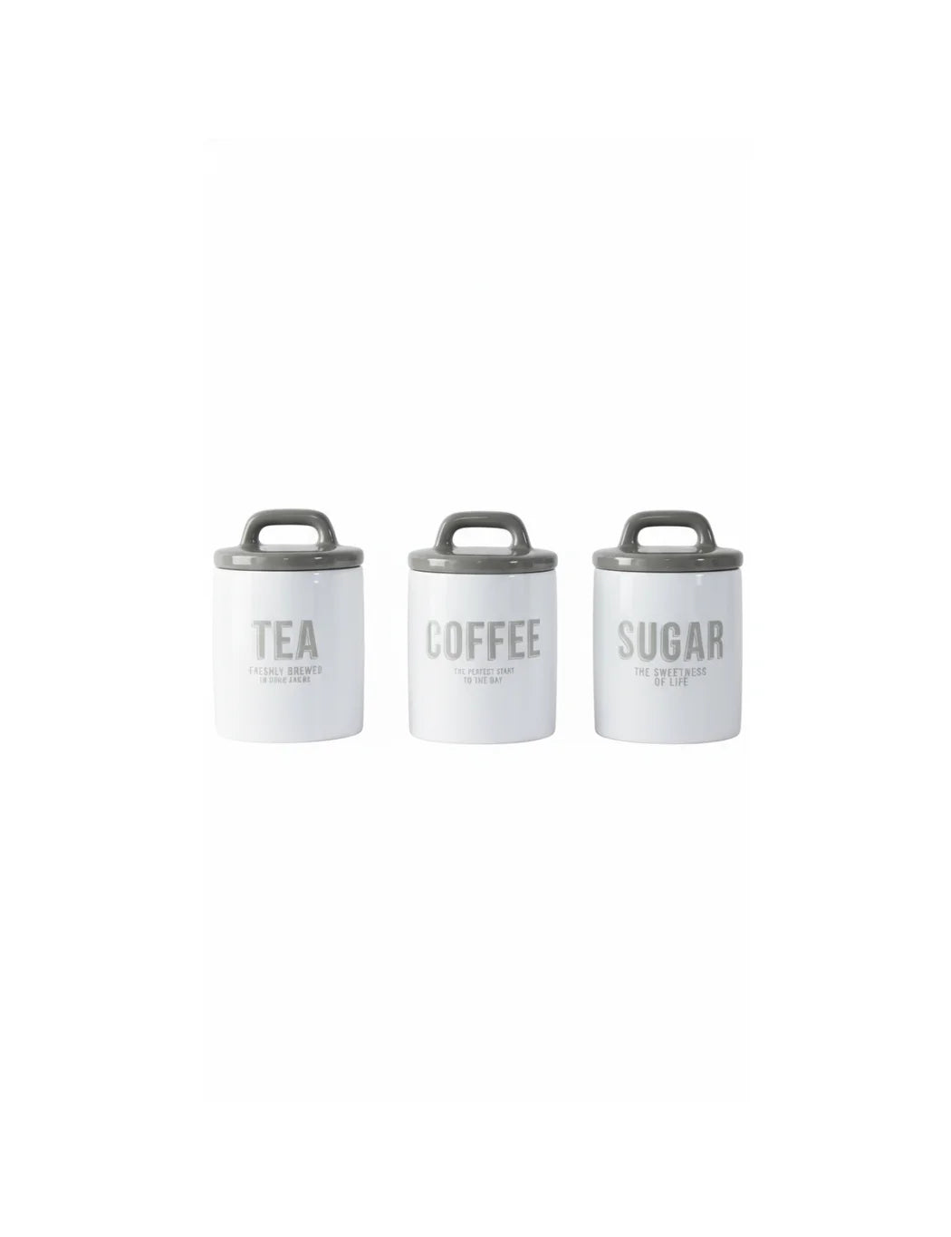 Retro Grey–White Tea Coffee Sugar Jar Set - Sparkle Decors