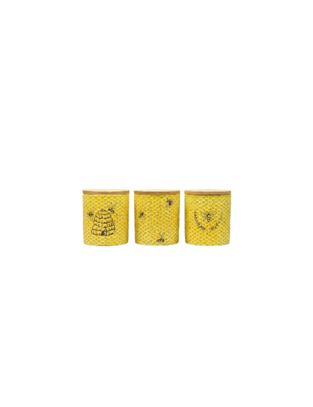 Yellow Bee Print Ceramic Canister Set with Airtight Lids – Sparkle Decors
