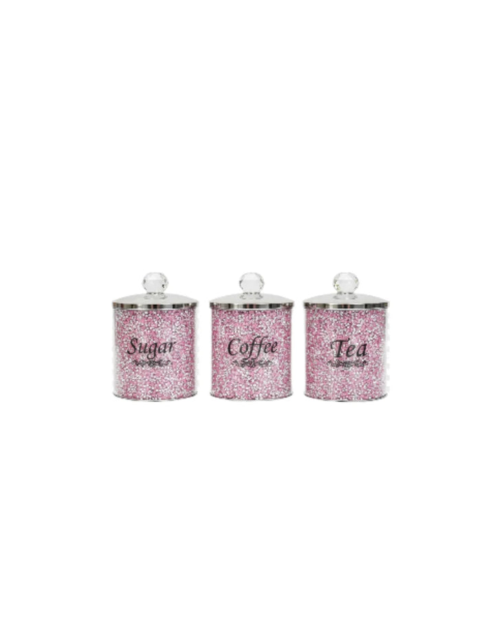 Pink Crushed Diamond Tea Coffee Sugar Set - Sparkle Decors