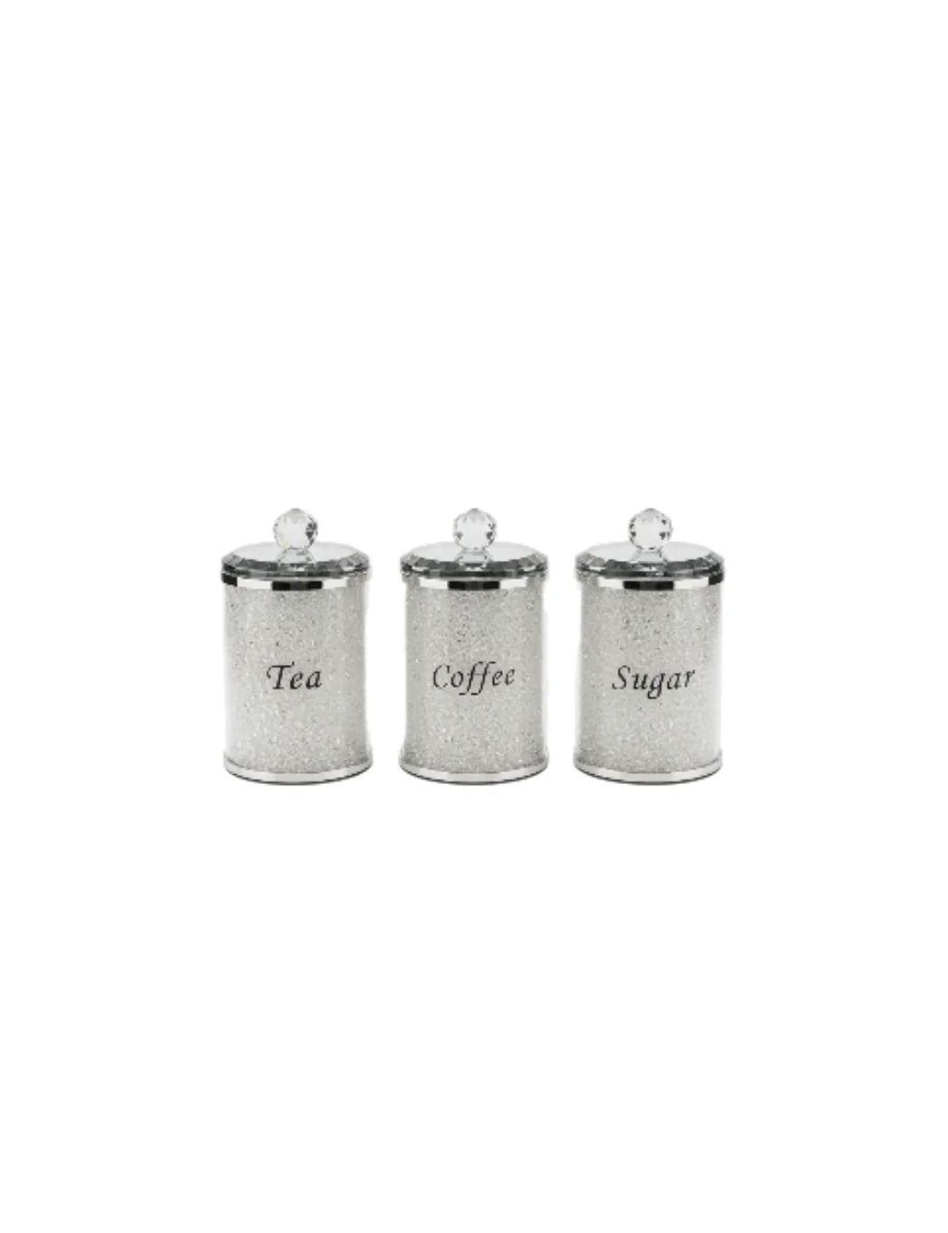 White Crystal Tea Coffee Sugar Canister Set – Sparkle Decors