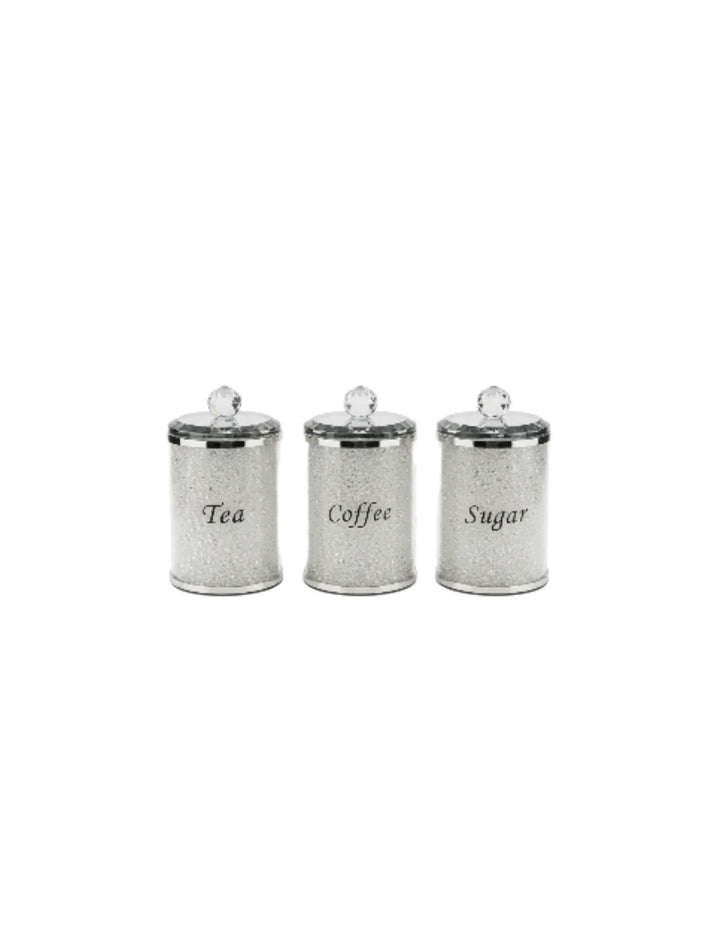 White Crystal Tea Coffee Sugar Canister Set – Sparkle Decors