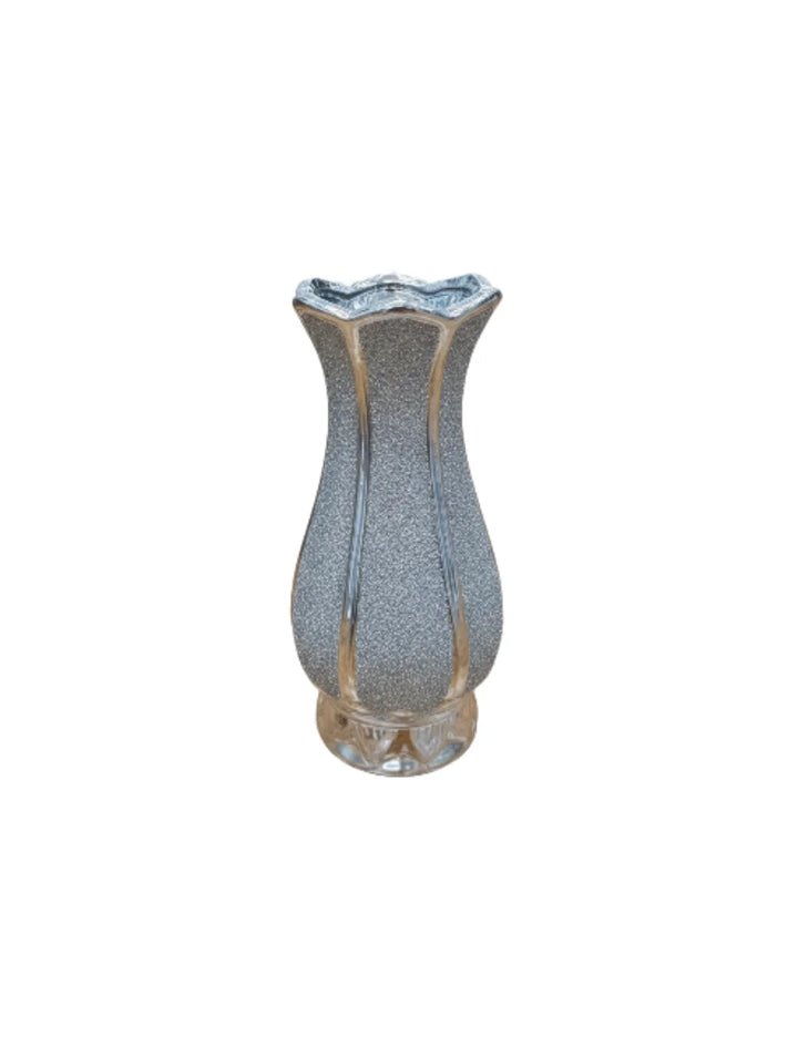 Glittery Mirror Vase with Carved Design – Sparkle Decors