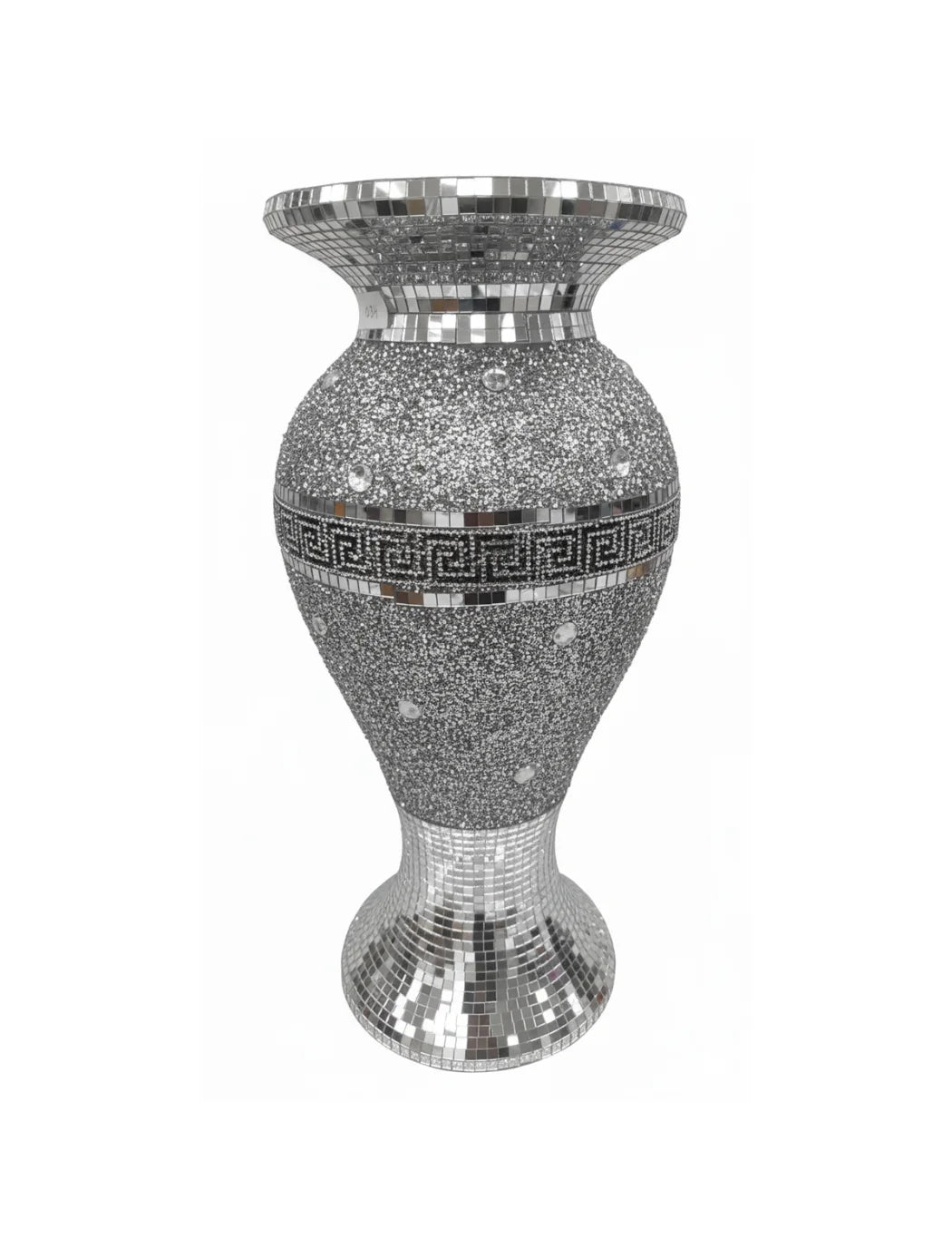 Crushed Crystal Silver Floor Vase Modern Decor - Sparkle Decors