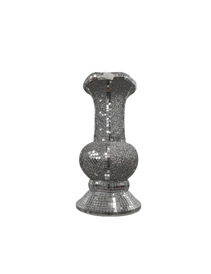 Crushed Crystal Sparkly Silver Vase Modern Decor - Sparkle Decors