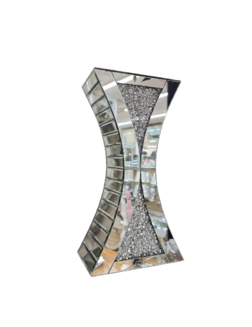Sparkle Diamond Crushed Crystal Mirrored Vase - Sparkle Decors