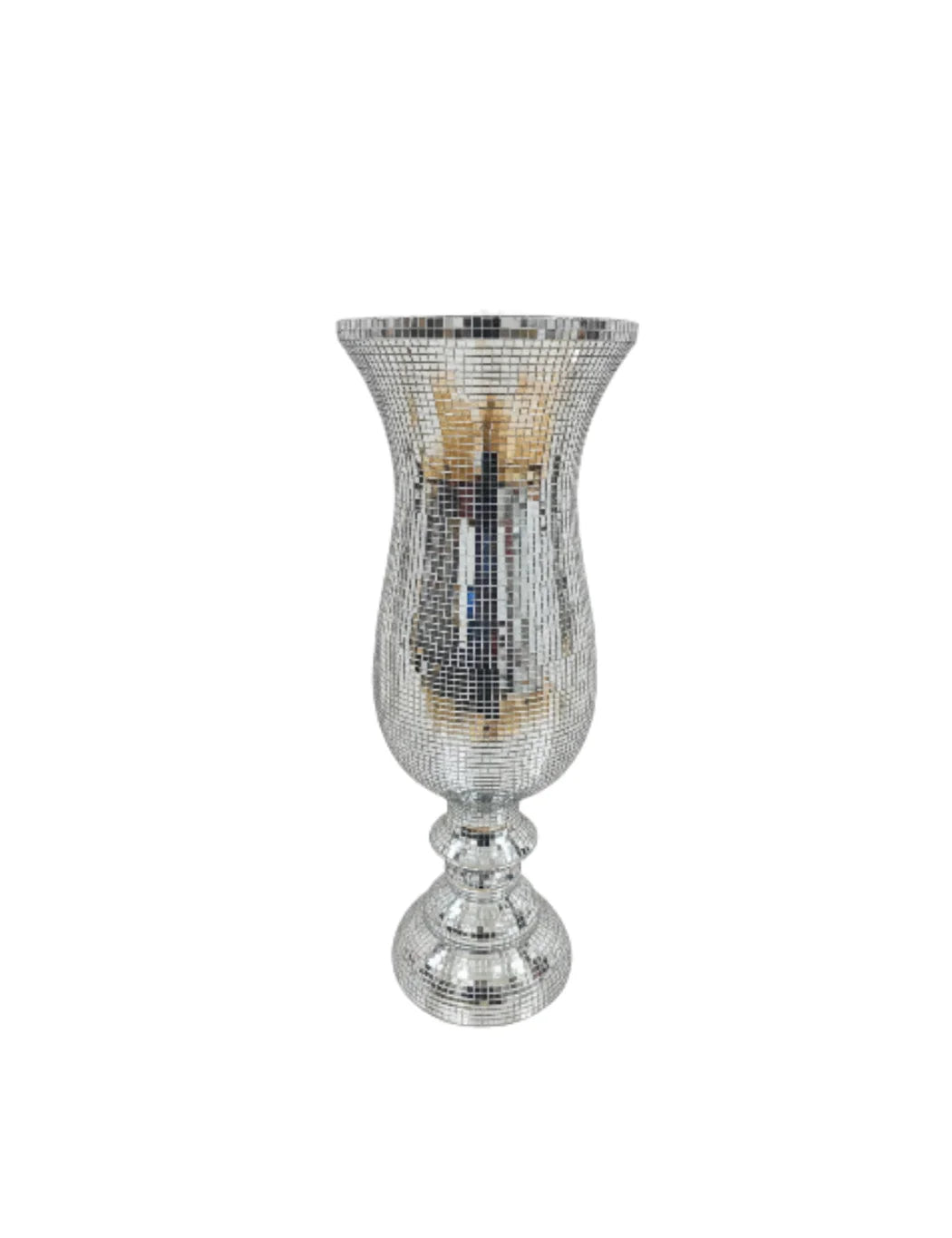Large Silver Mirrored Ceramic Floor Vase - Sparkle Decors