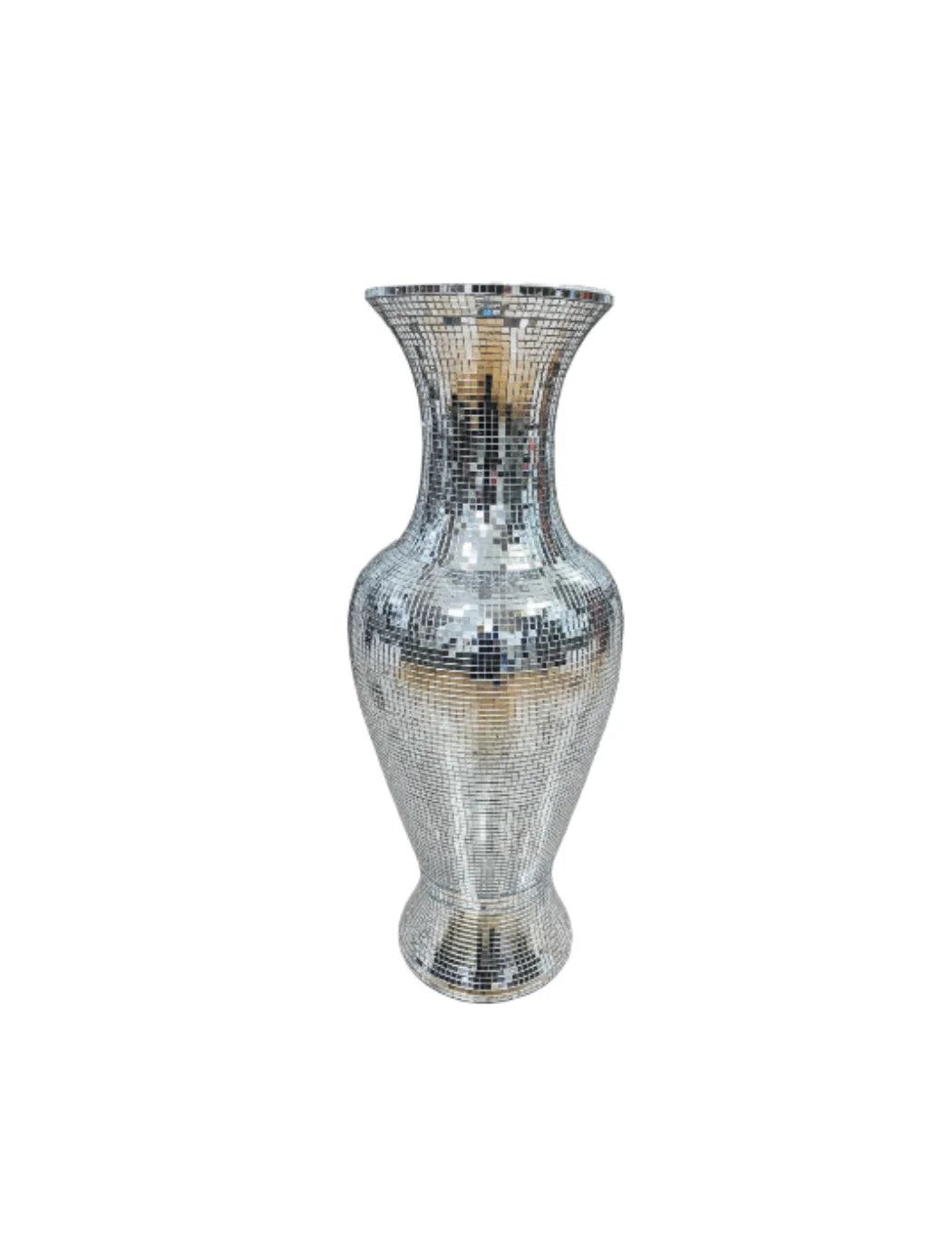 Large Silver Mirrored Floor Vase Luxury Decor - Sparkle Decors