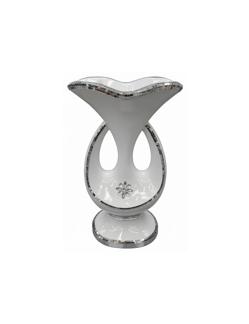 White & Silver Sparkly Mirrored Floor Vase - Sparkle Decors