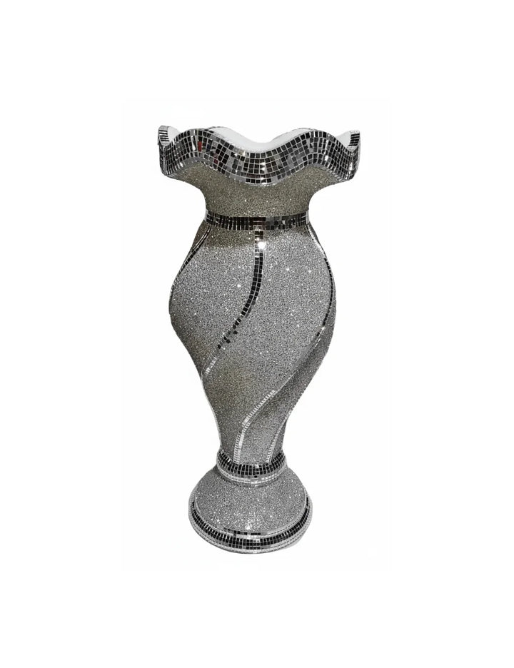 Crushed Diamond Sparkly Silver Floor Vase - Sparkle Decors